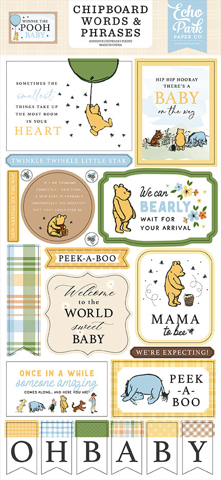 Winnie The Pooh Baby 6x13 Chipboard Word & Phrases