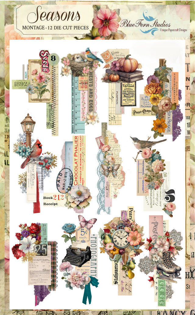 Seasons Ephemera - Montage 12 Die Cut Pieces