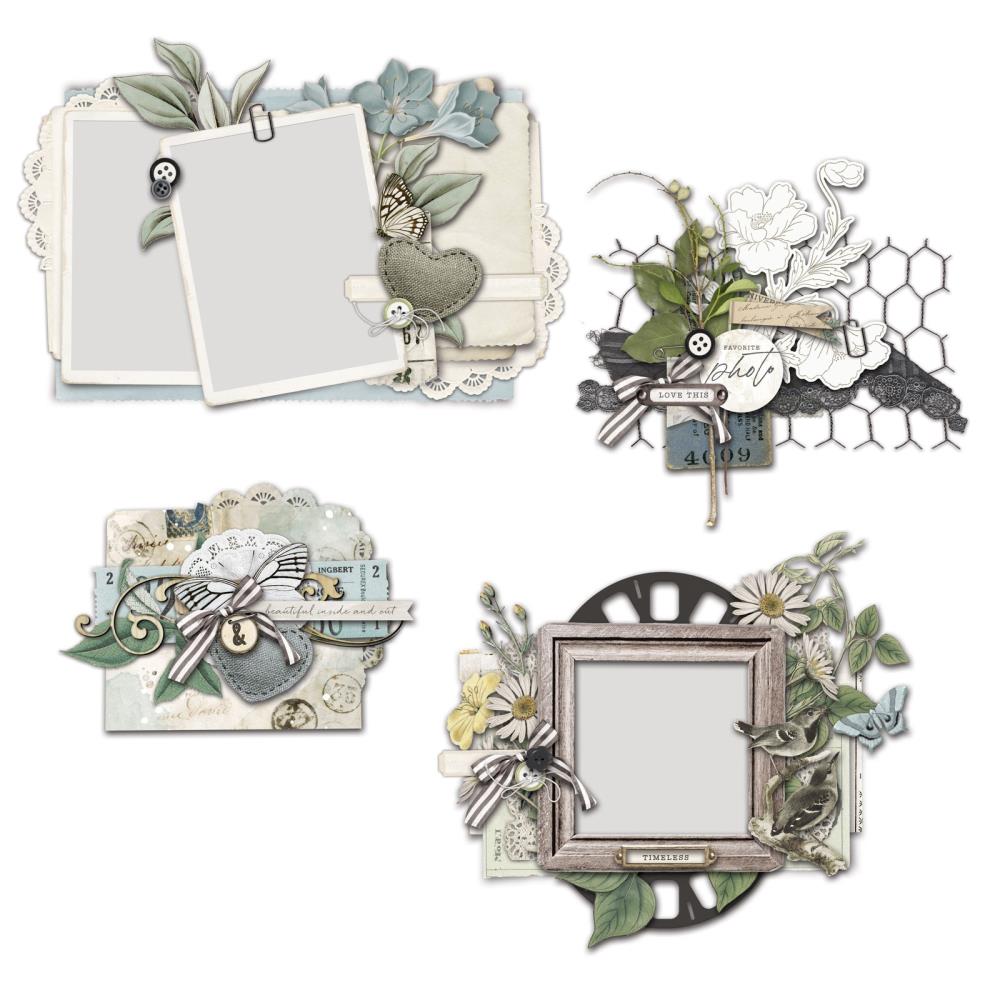 Cluster Kits make creating quality layered embellishments and layouts so easy. The kits are jam packed with everything you need to bring your crafting to the next level. Kit includes: 4 sheets of 6x12 laser cut elements; 1 sheet of 6x12 adhesive backed chipboard shapes; 12 pieces of ephemera; 14 buttons; 12 mini paperclips and 5m of white string.