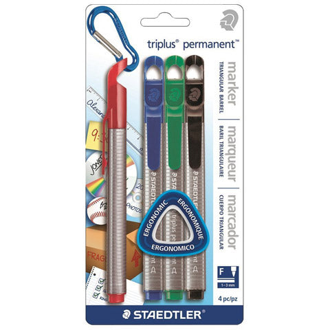 Staedtler® Triplus® Permanent™ Fineline Marker Set (Asst Colors/4 Markers)