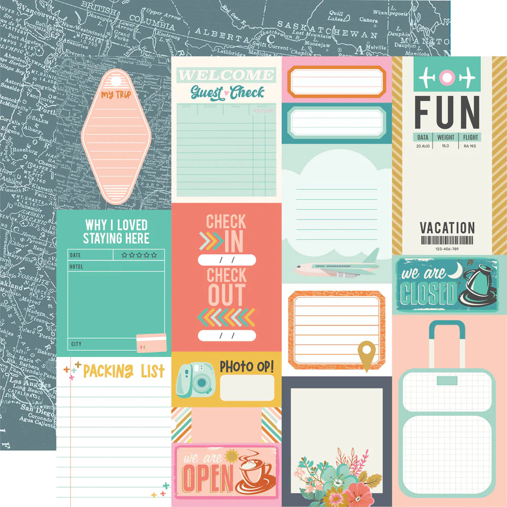 Let's Go Collection - 12x12 Double Sided Cardstock - Journal Elements