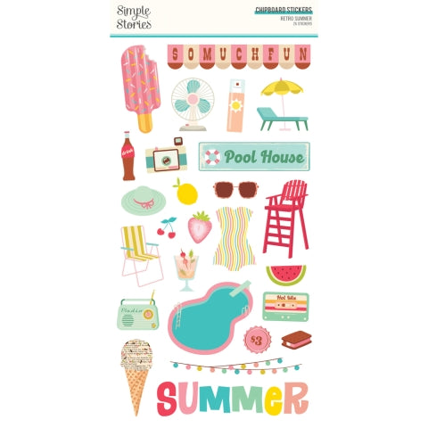 Retro Summer - 6x12 Chipboard Stickers
