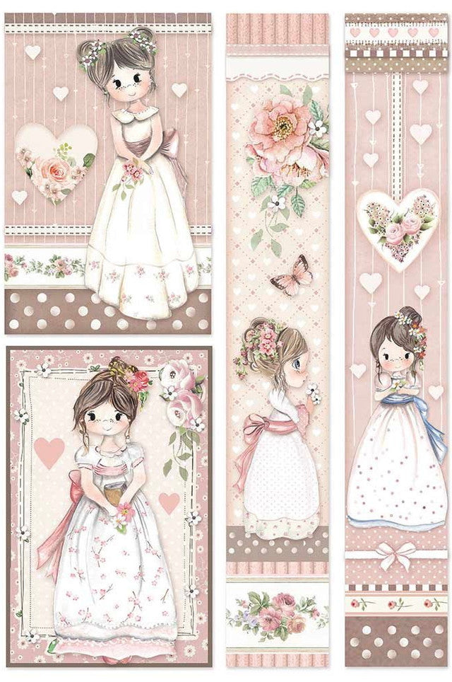 Little Girl Frames Stamperia Rice Paper Sheet A4