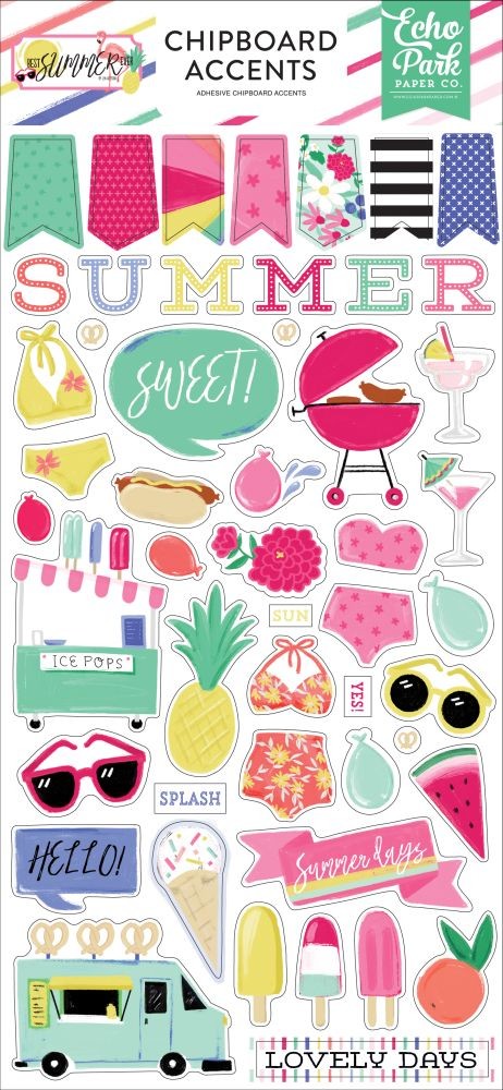 Best Summer Ever 6x13 Chipboard Accents