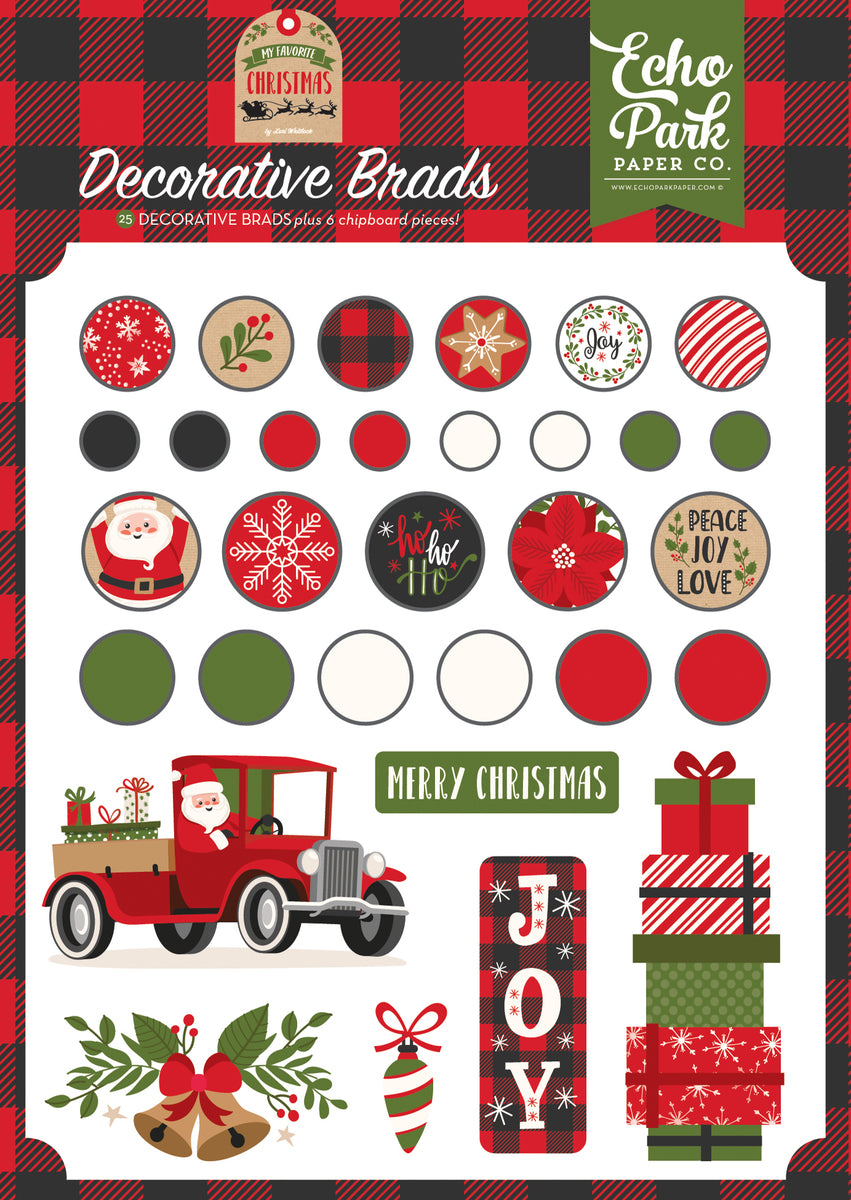 MY FAVORITE CHRISTMAS Adhesive Brads