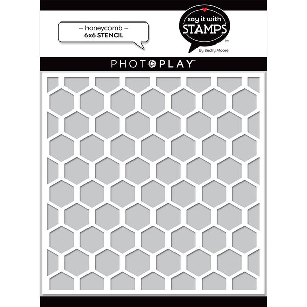 Photo Play Paper - Say It With Stamps Collection - 6 x 6 Stencils - Honeycomb