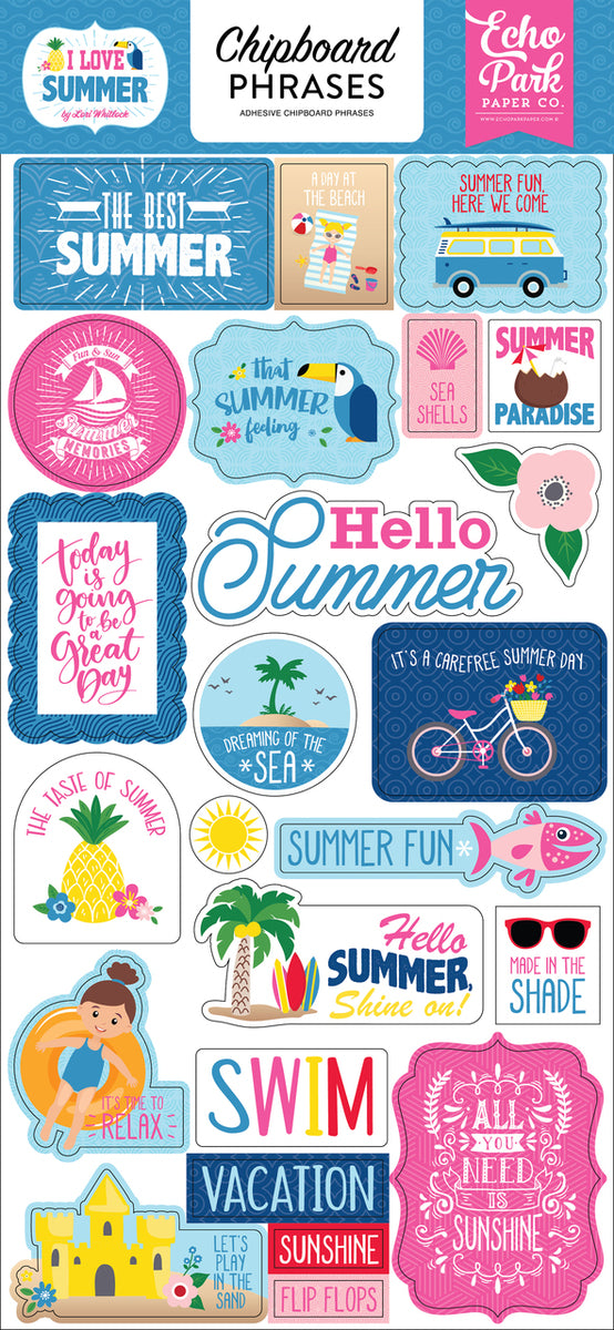 I LOVE SUMMER 6X13 CHIPBOARD PHRASES