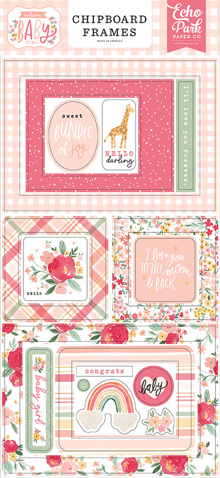 Welcome Baby Girl 6x13 Chipboard Frames