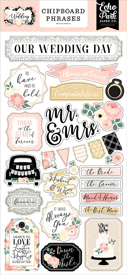 Wedding 6x13 Chipboard Phrases