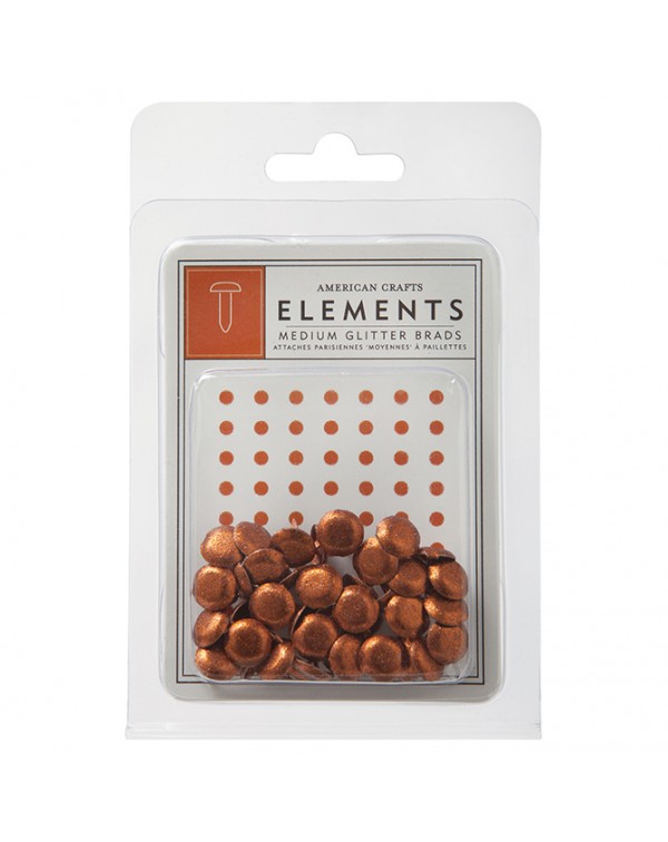 Elements Medium Premium Glitter Brads - Carrot