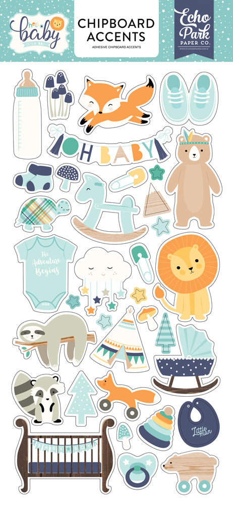 Hello Baby - It's a Boy 6x13 Chipboard Accents