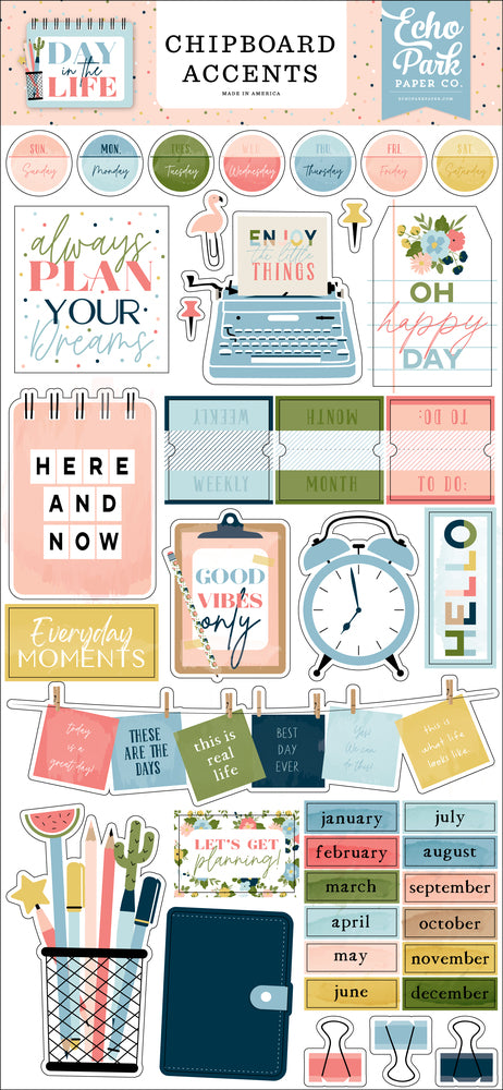 Day in the Life 6x13 Chipboard Accents