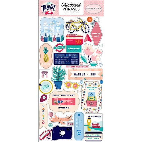 Let's Travel 6x13 Chipboard Phrases
