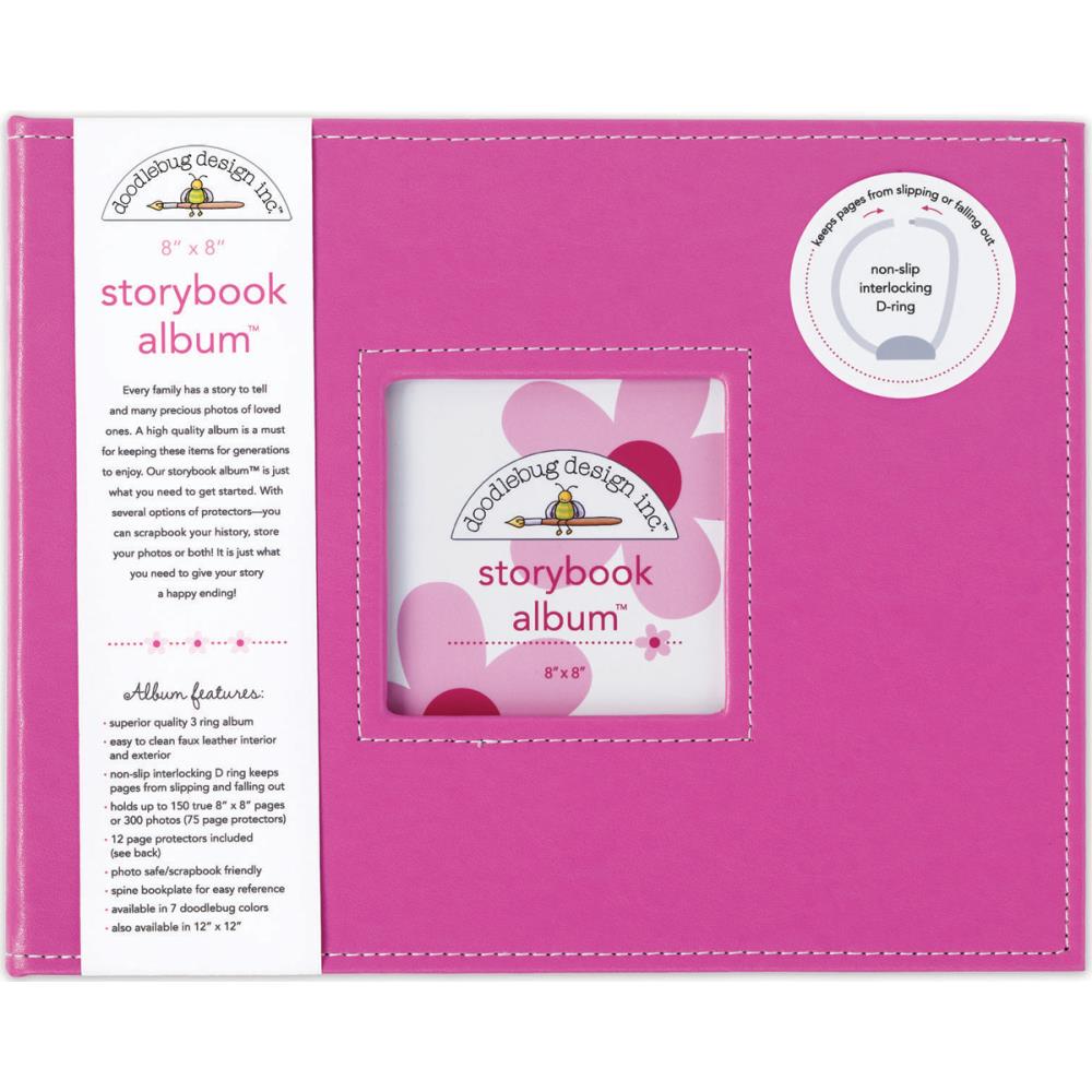 Doodlebug Storybook D-Ring Album 8"X8"- Bubble Gum