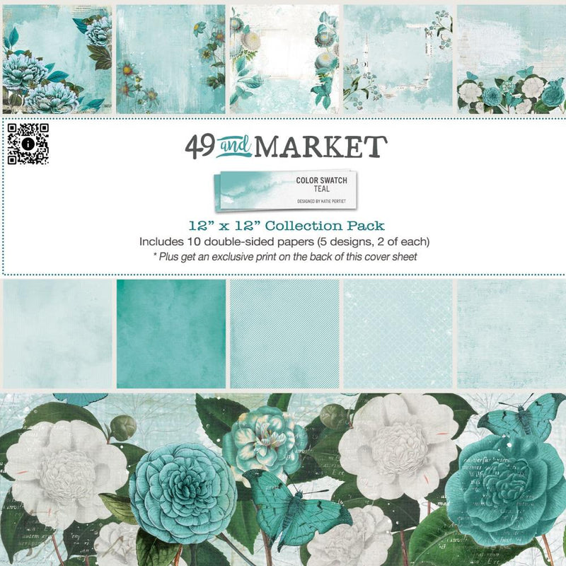 White and Green Floral Cardstock - 10 Pack