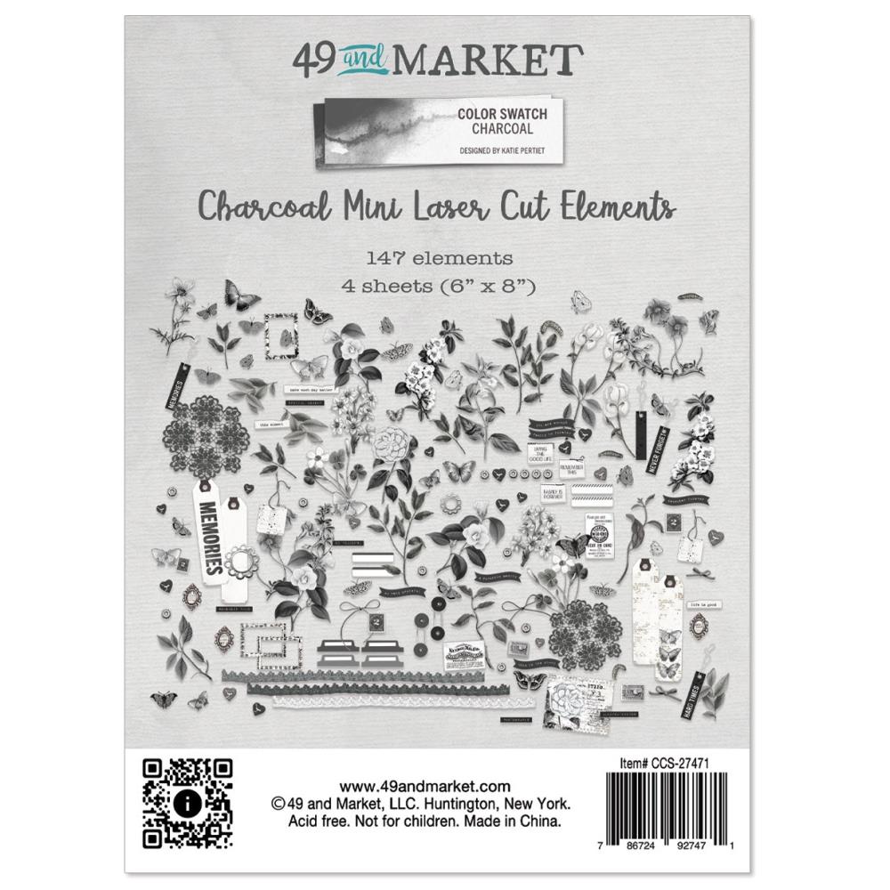 Color Swatch Charcoal Collection - Mini Laser Cut Elements