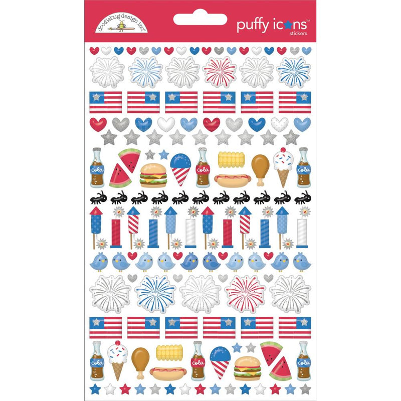 Doodlebug Puffy Stickers Icons, Hometown USA