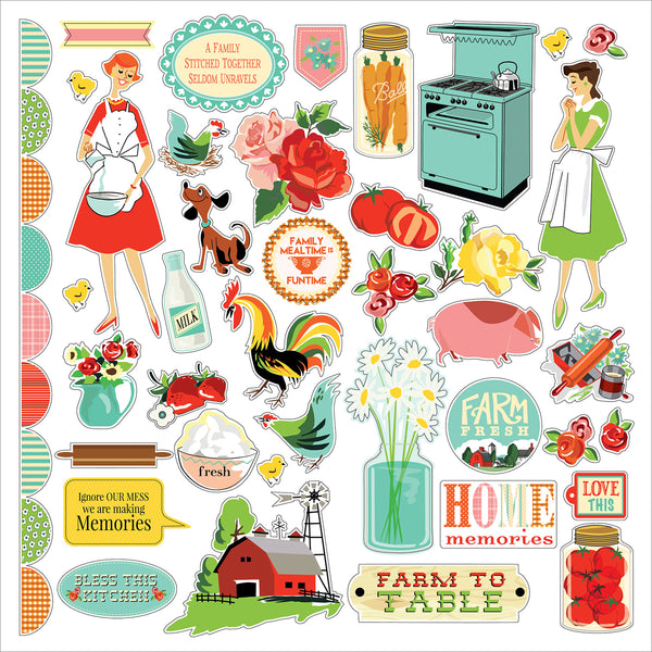 Country Kitchen Collection - 12 x 12 Cardstock Stickers