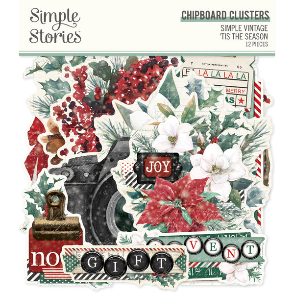 Simple Vintage 'Tis The Season - Chipboard Clusters