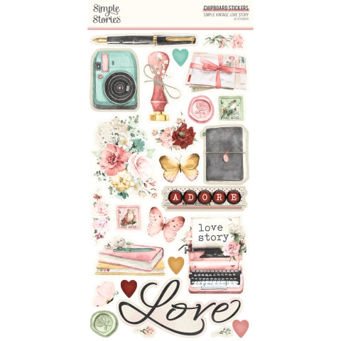 Simple Vintage Love Story - 6x12 Chipboard Stickers