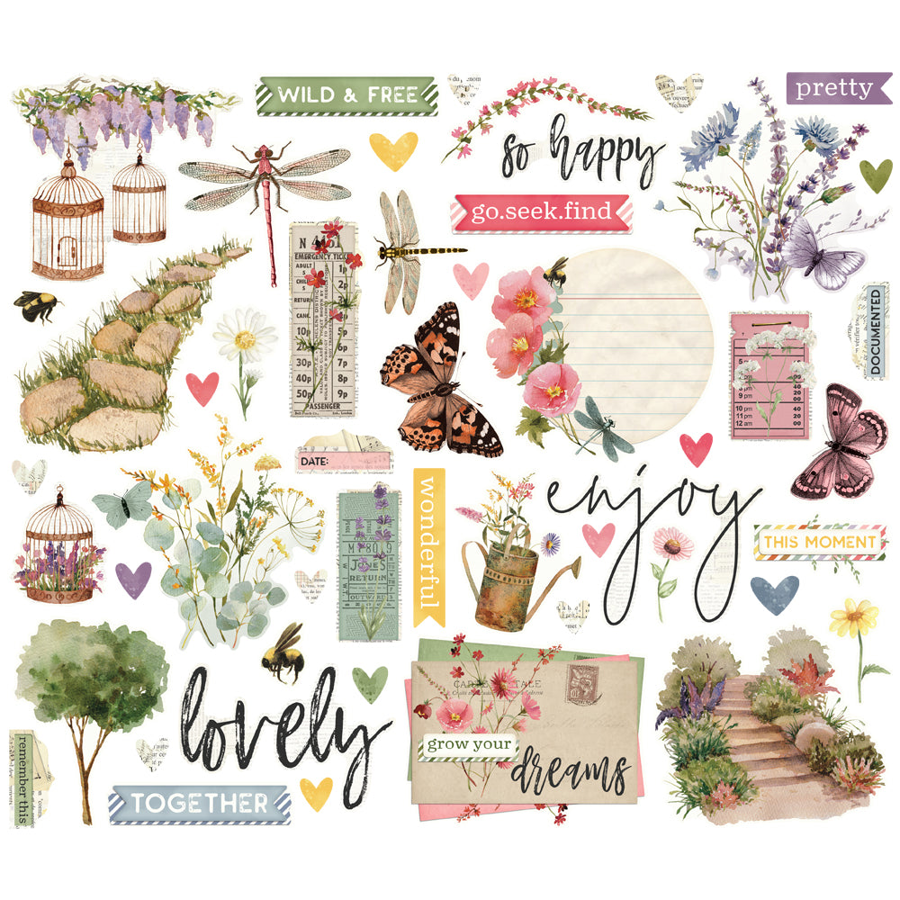 Simple Vintage Meadow Flowers - Bits & Pieces