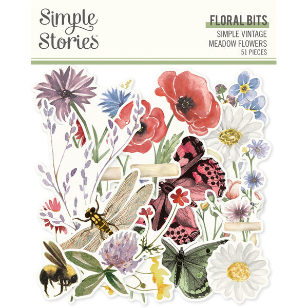 Simple Vintage Meadow Flowers - Floral Bits & Pieces