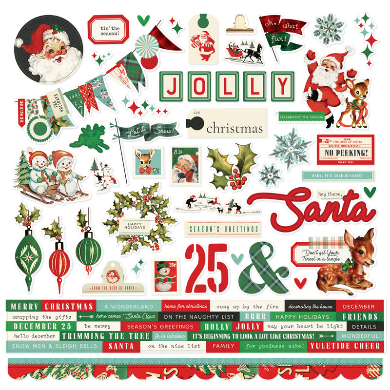 Simple Vintage Holly Jolly - Cardstock Stickers