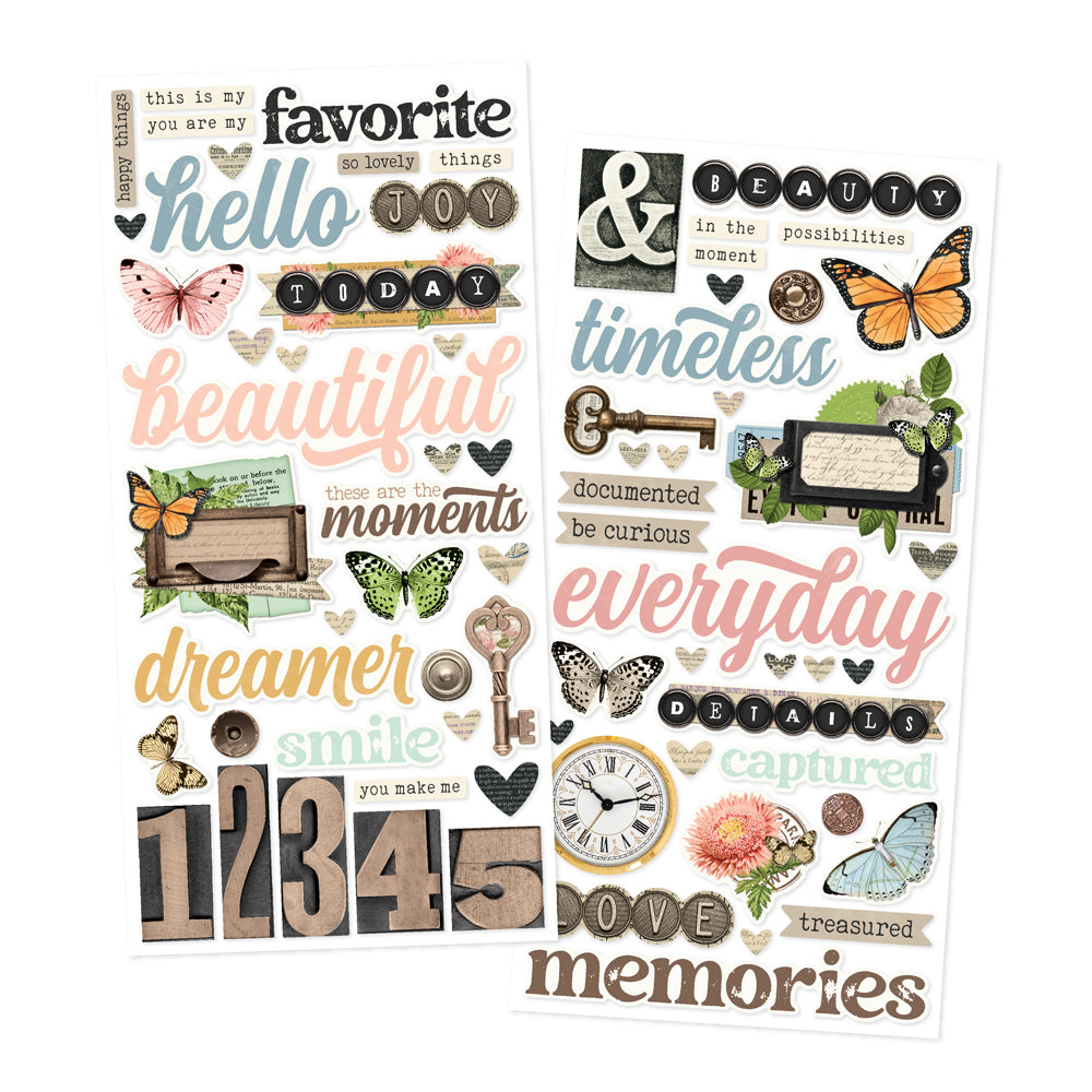 Simple Vintage Junk Drawer Foam Stickers