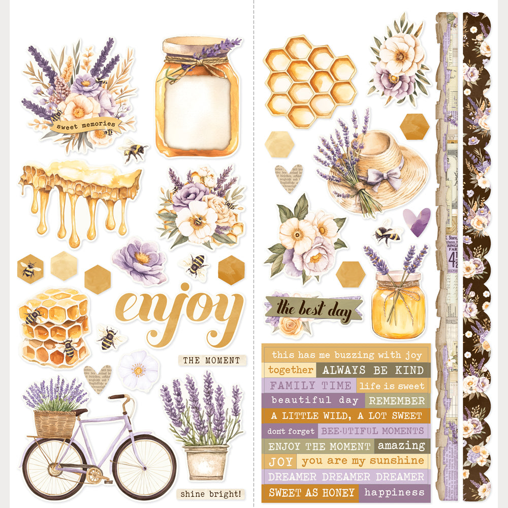 Simple Vintage Lavender Fields  - Cardstock Stickers Icons