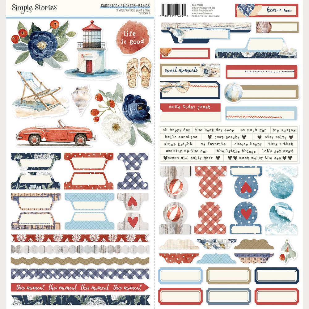 Simple Vintage Sand and Sea - Cardstock Stickers Basics