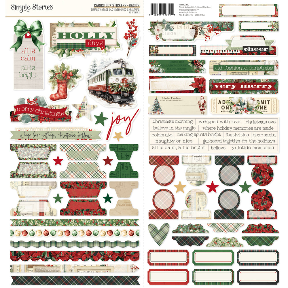 Simple Stories - Simple Vintage Old Fashioned Christmas Cardstock Stickers Basics **PRE-ORDER**