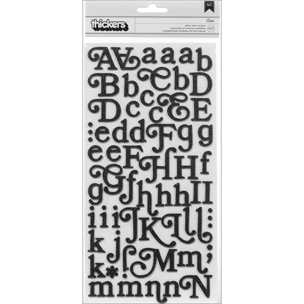 Boho Thickers Alphabet Stickers - Glitter Foam Black