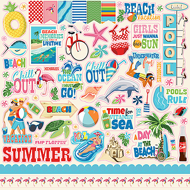 SUMMER SPLASH Collection - 12 x 12 Cardstock Stickers