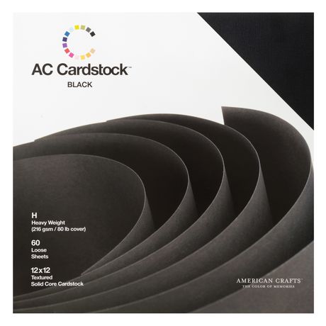 AC Textured Heavyweight 12x12" Cardstock 60/Pkg (Black)