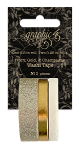 Glitter & Gloss Washi Tape Set – Ivory, Gold, & Champagne