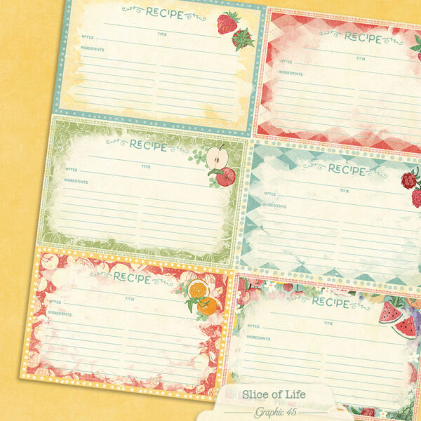 Graphic 45 - Slice of Life Recipe Card Cut-Apart 12x12 Cardstock