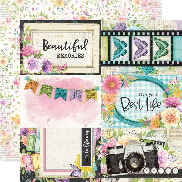 Simple Vintage Life in Bloom - 12x12 Double Sided Paper - 4x6 Elements