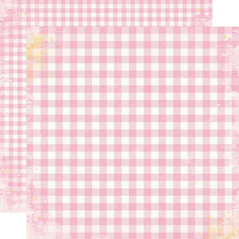 Simple Vintage Life in Bloom - 12x12 Double Sided Paper - Bubblegum Gingham