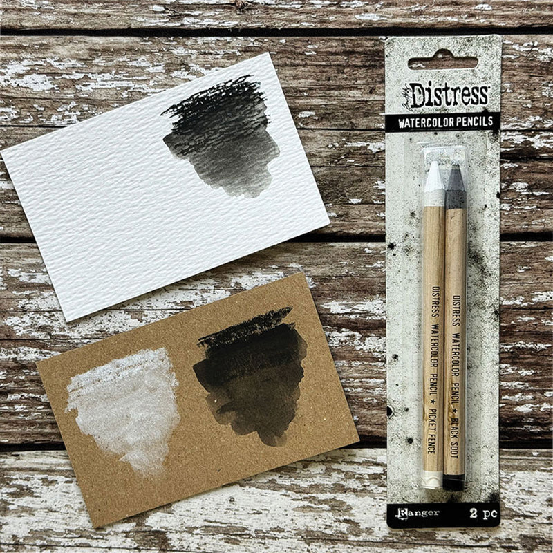 Distress Watercolor Pencils Picket Fence & Black Soot