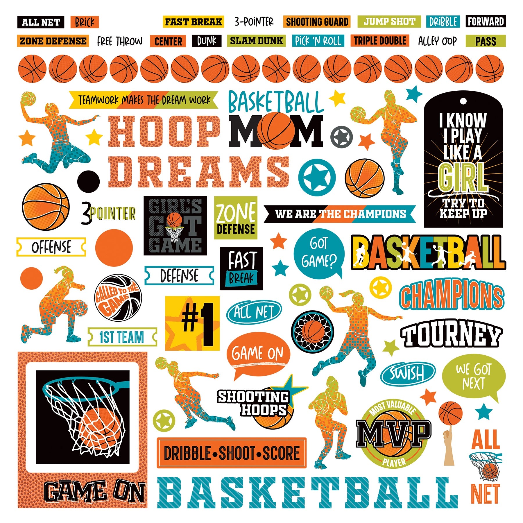 MVP Basketball 12"X12" Element Sticker