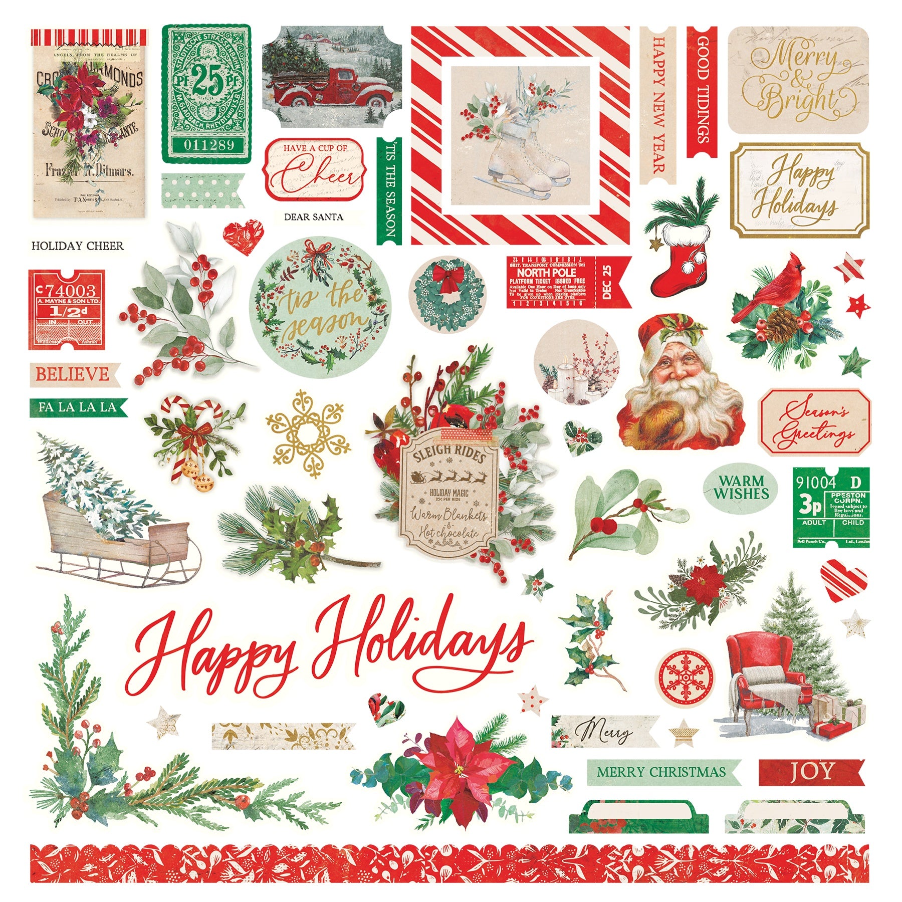 Holiday Charm Stickers 12"X12"-Elements