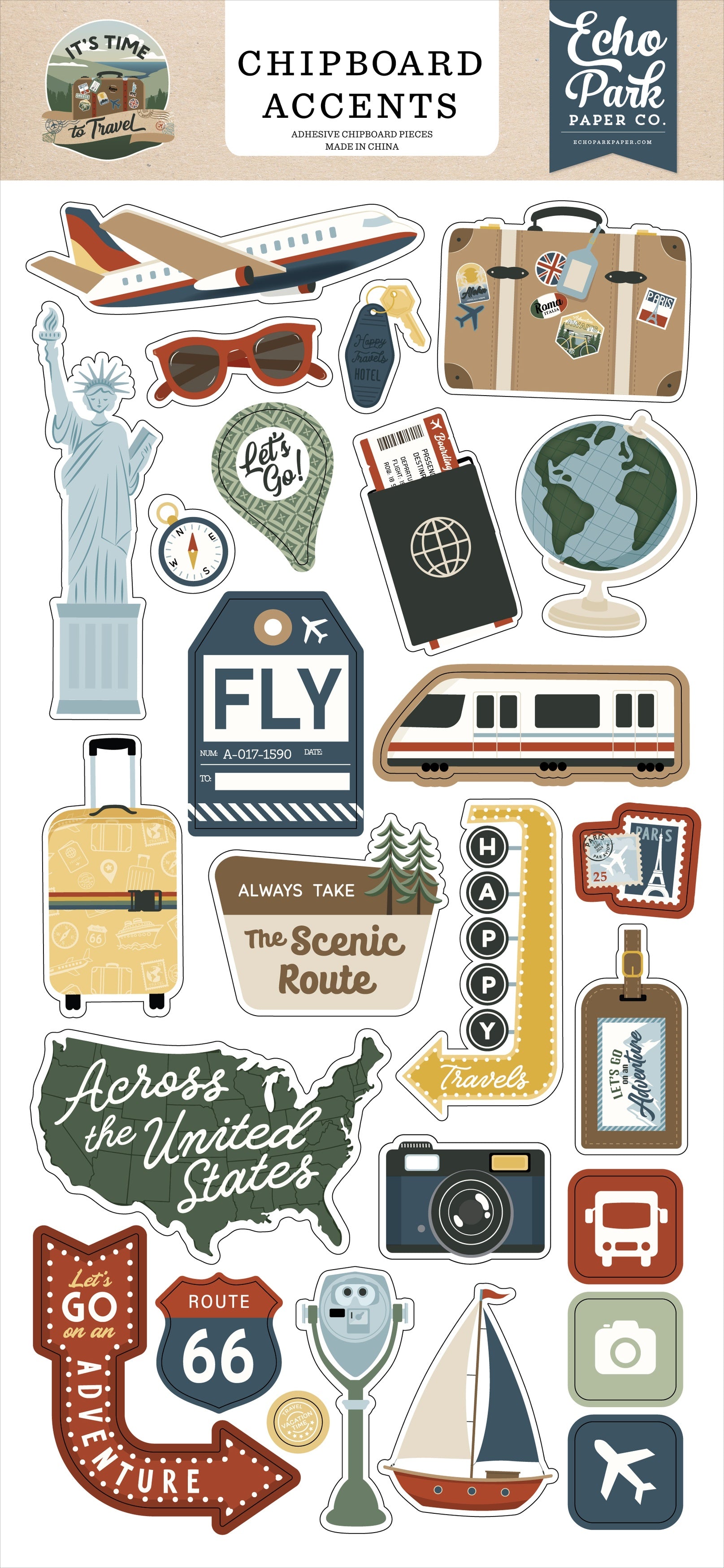 ITS TIME to TRAVEL - Chipboard Acccents