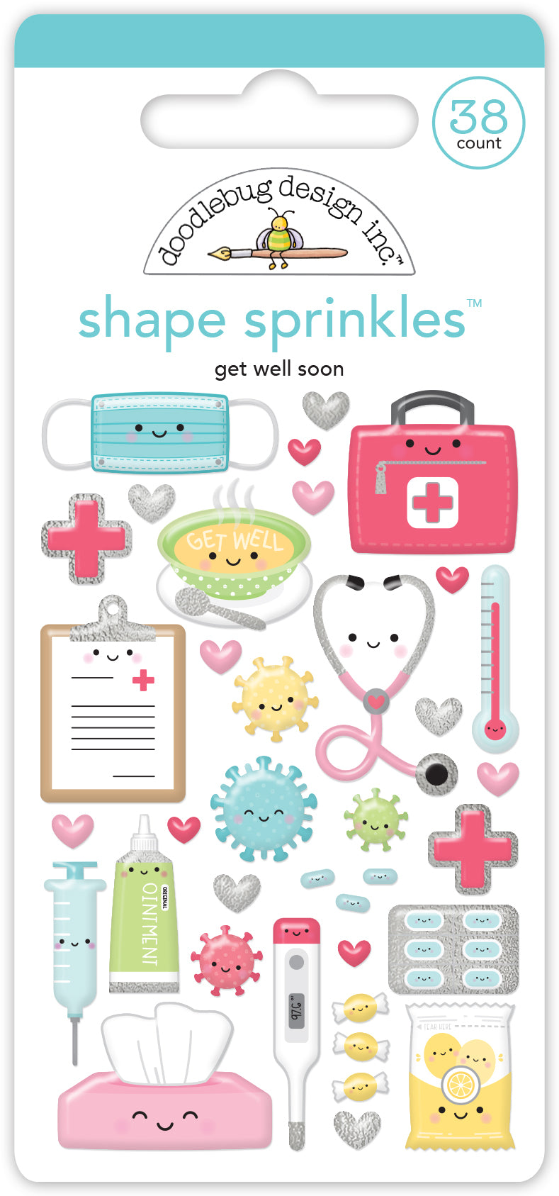 Get well soon shape Adhesive Enamel Shapes - Sprinkles
