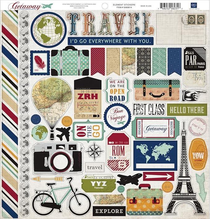 Getaway Collection - 12 x 12 Cardstock Stickers