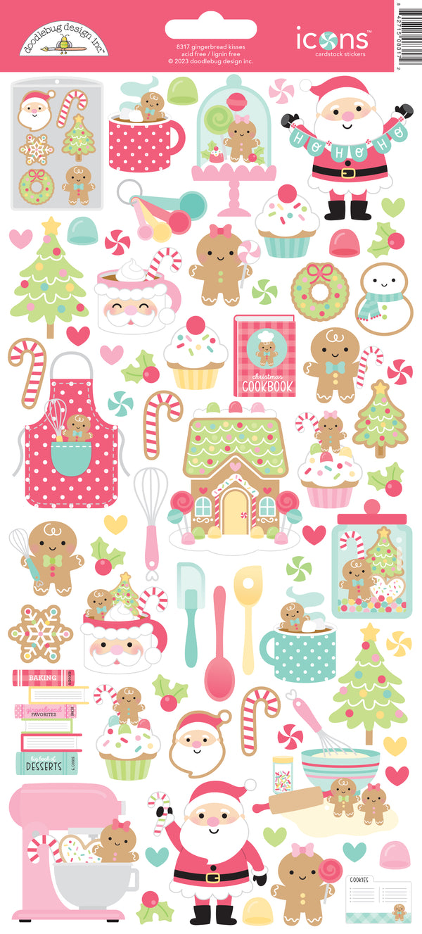 Gingerbread Kisses Icons Stickers