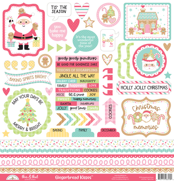 This & That Cardstock Stickers 12"X12" ~ Gingerbread Kisses