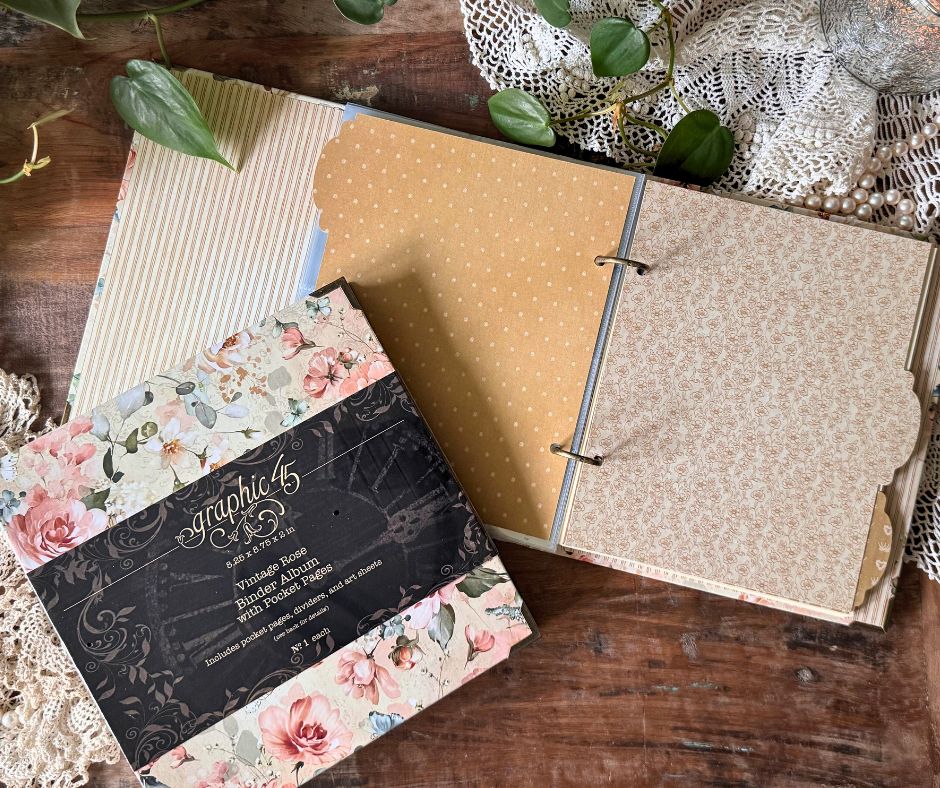 Graphic 45 Vintage Rose Binder Album with Pocket Pages