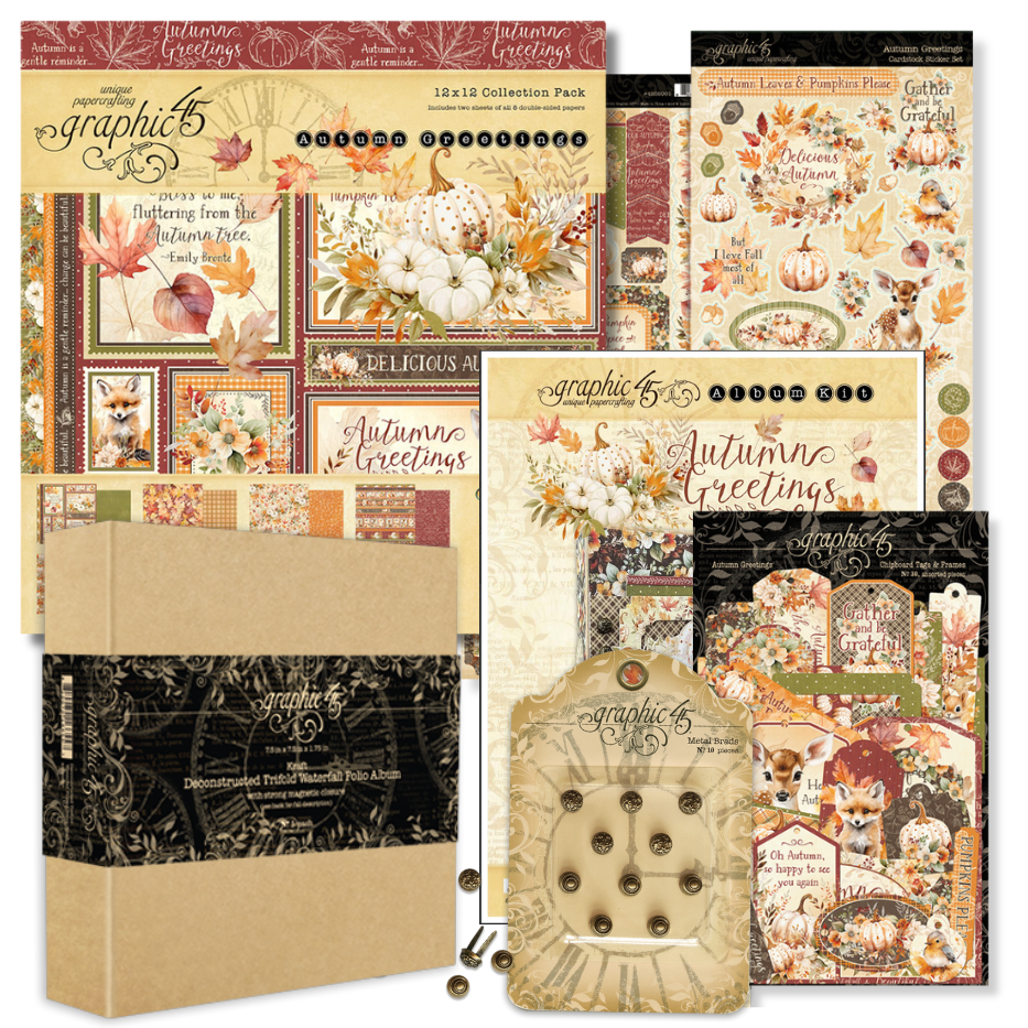 Graphic 45 Class Series Vol 6 2024 - Autumn Greetings – Trifold Waterfall Folio Album