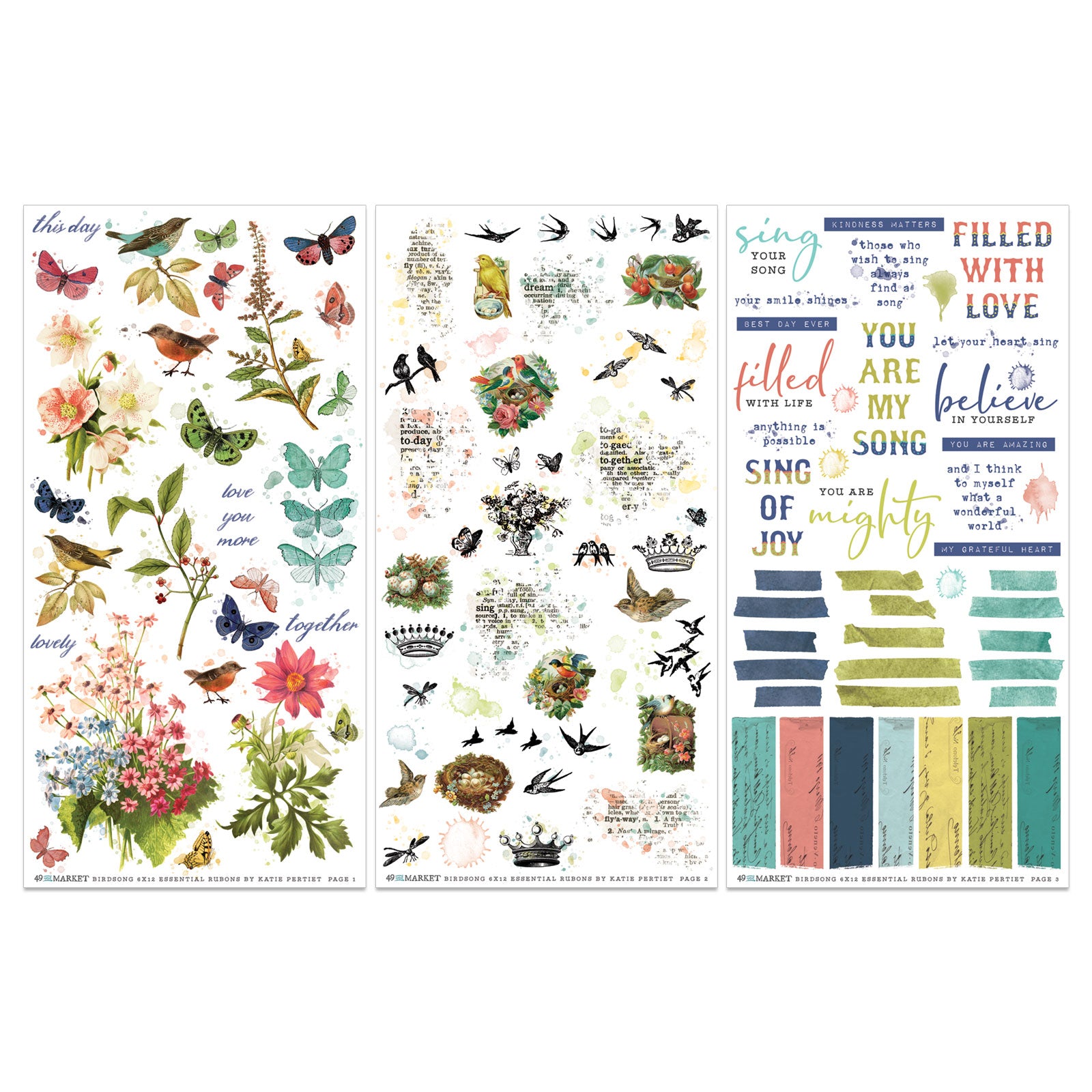 Birdsong Essentials Rub-on Transfer Set