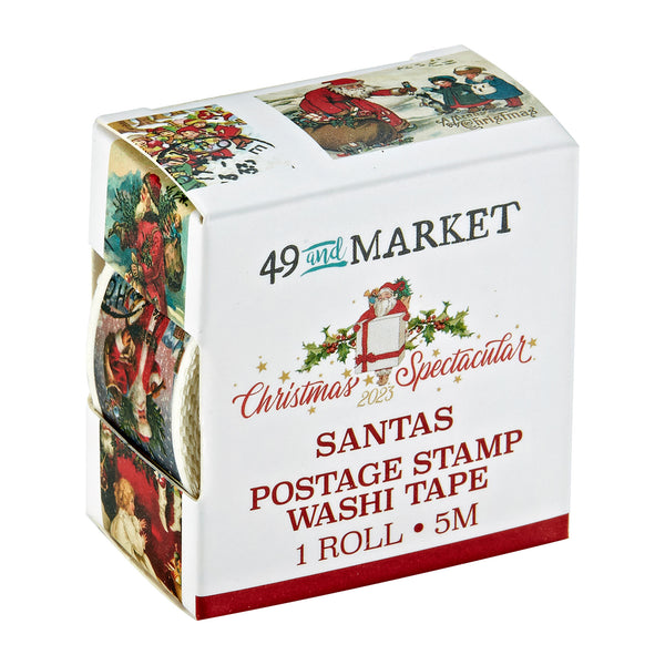 Spice up your Christmas celebration, crafts, or scrapbook projects with the Christmas Spectacular 2023 - Postage Washi Santa! This roll of die-cut postage washi tape contains beautiful stamped designs of Santa Claus, each measuring 1" by 1.25". With 5 meters in length, the tape is perfect for adding festive accents to journals, cards, scrapbook pages, and more! Imported.